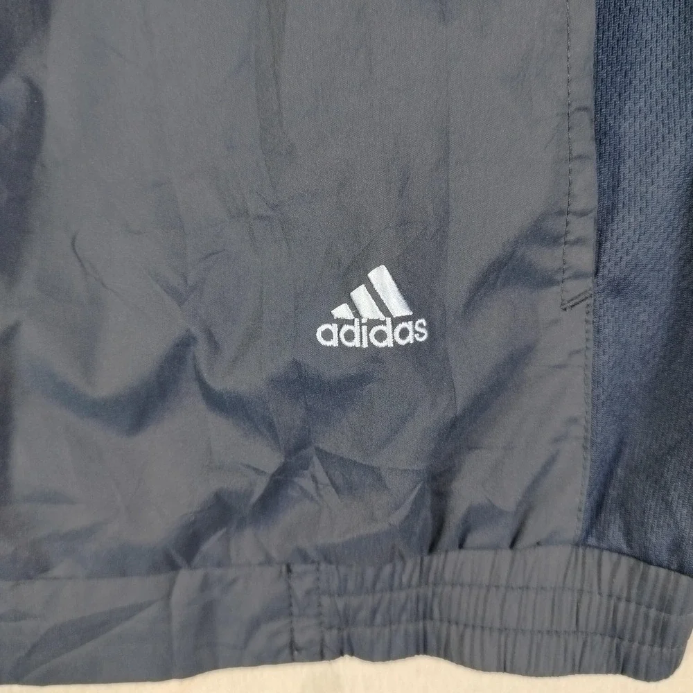 Vintage Adidas Track Jacket Mens M/L Blue 3 Stripe Button Off Sleeve Trefoil